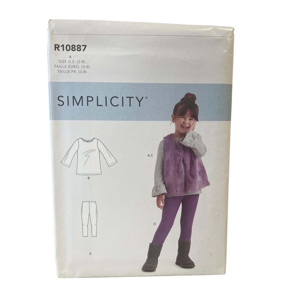 Simplicity R10887 Kids Tops Vest Leggings Sewing Pattern Size 3-8 UNCUT FF